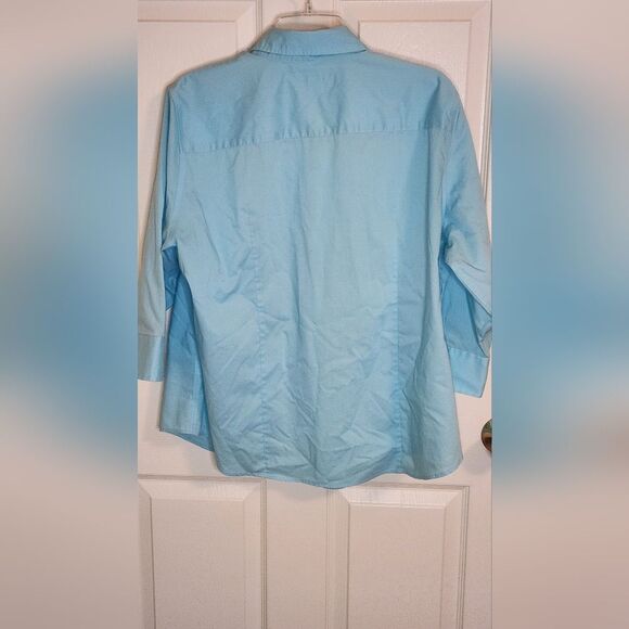 Lady Hathaway XL Blue 3/4 Sleeve Cotton Blend Buttons Up Women’s Shirt - Picture 5 of 5